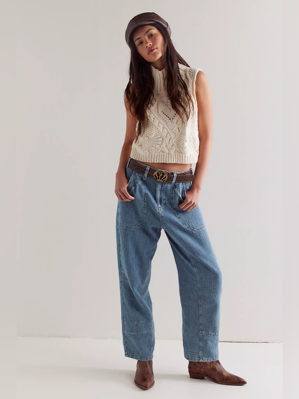 FREE PEOPLE We The Midnight Voyage Harem Jeans Barrel Denim S Relaxed Casual